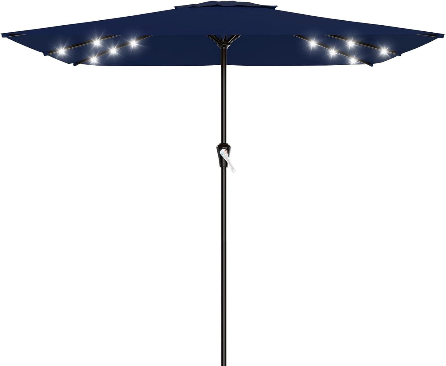 SUNGUARD UMBRELLAS Rectangular Solar LED Patio Umbrella, Outdoor Market Table Umbrella with 16 Solar Lights, Crank Lift, Push-Button Tilt, Vented Water-Repellent Canopy, Yellow, Base Not Included