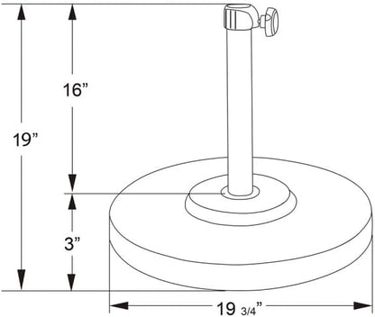 SUNGUARD UMBRELLAS 50 lb Round Concrete Patio Umbrella Base, Powder-Coated Steel Outdoor Umbrella Stand with 16 in Receiver Pole, White, Fits Up to 1.5 in Umbrella Poles