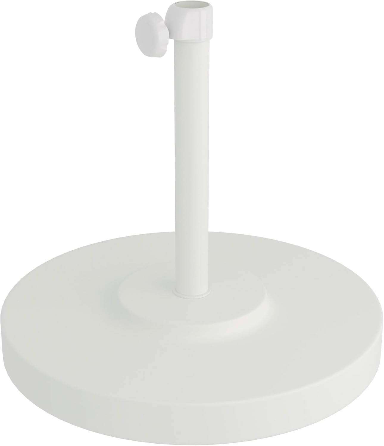 SUNGUARD UMBRELLAS 50 lb Round Concrete Patio Umbrella Base, Powder-Coated Steel Outdoor Umbrella Stand with 16 in Receiver Pole, White, Fits Up to 1.5 in Umbrella Poles