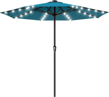 SUNGUARD UMBRELLAS Rectangular Solar LED Patio Umbrella, Outdoor Market Table Umbrella with 16 Solar Lights, Crank Lift, Push-Button Tilt, Vented Water-Repellent Canopy, Yellow, Base Not Included