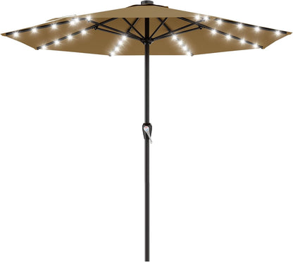 SUNGUARD UMBRELLAS Rectangular Solar LED Patio Umbrella, Outdoor Market Table Umbrella with 16 Solar Lights, Crank Lift, Push-Button Tilt, Vented Water-Repellent Canopy, Yellow, Base Not Included