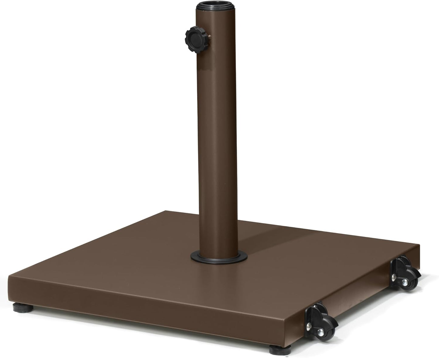 SUNGUARD UMBRELLAS 43 lb Square Patio Umbrella Base with Wheels, Pre-Filled Concrete Outdoor Market Umbrella Stand, Powder-Coated Steel, Gray, Fits 1.37 in, 1.5 in, and 1.9 in Poles