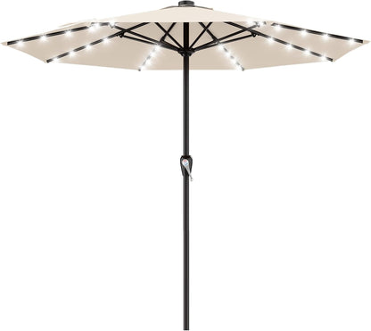 SUNGUARD UMBRELLAS Rectangular Solar LED Patio Umbrella, Outdoor Market Table Umbrella with 16 Solar Lights, Crank Lift, Push-Button Tilt, Vented Water-Repellent Canopy, Yellow, Base Not Included