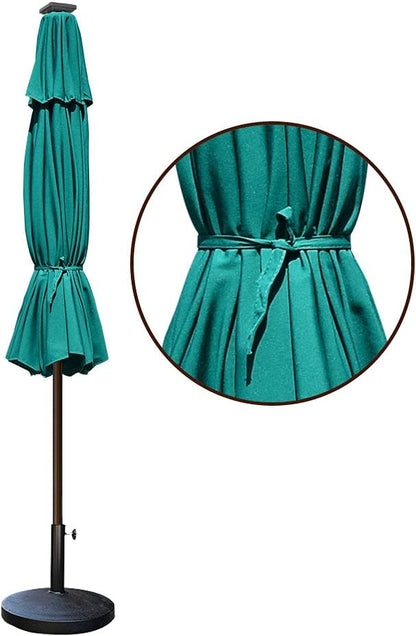 SUNGUARD UMBRELLAS Solar LED Patio Umbrella, Outdoor Market Table Umbrella with 80 LED Lights, Crank Lift, Manual Tilt, UPF 50+ Acrylic Canopy, Steel Frame, Teal, Base Not Included