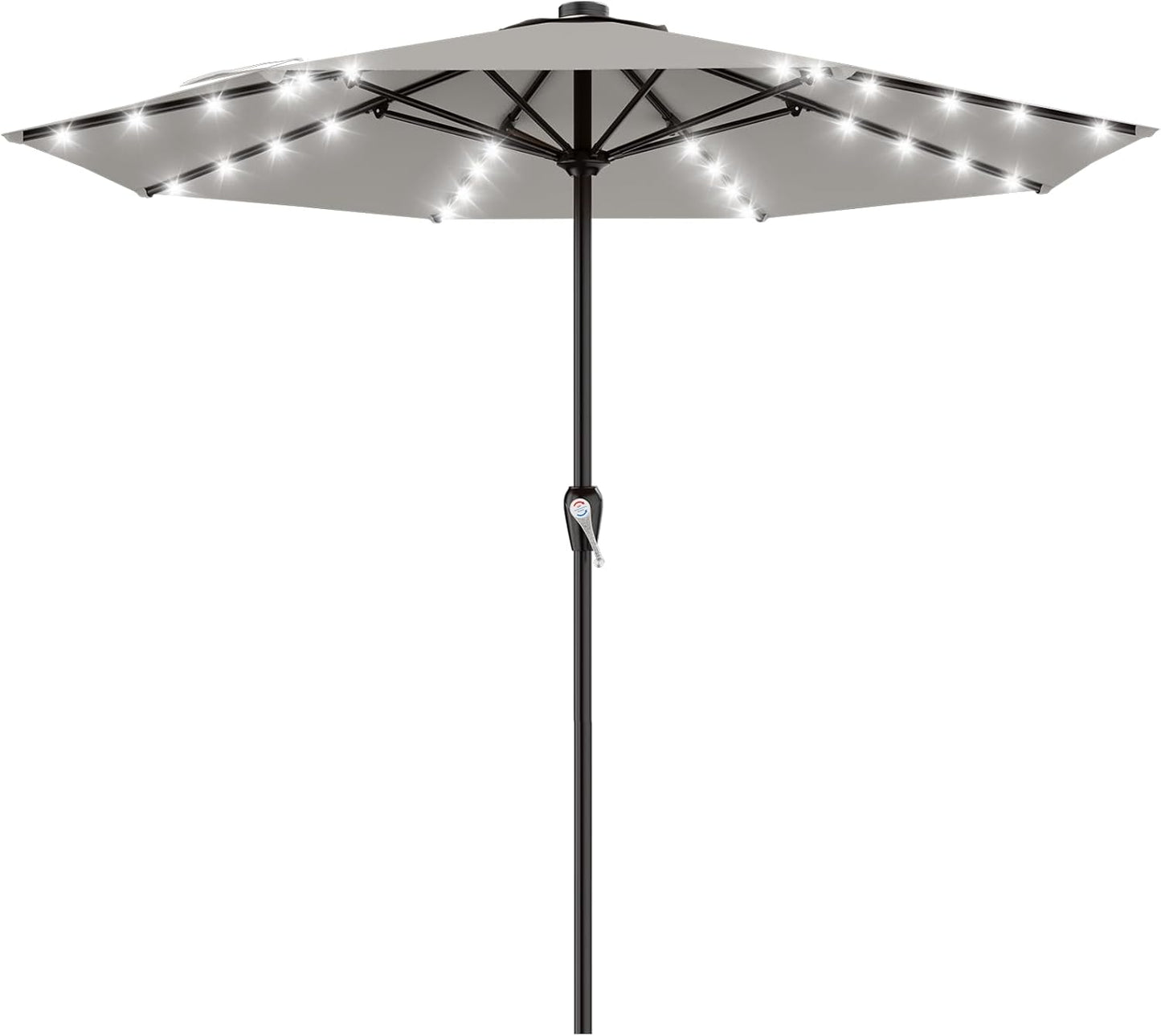 SUNGUARD UMBRELLAS Rectangular Solar LED Patio Umbrella, Outdoor Market Table Umbrella with 16 Solar Lights, Crank Lift, Push-Button Tilt, Vented Water-Repellent Canopy, Yellow, Base Not Included