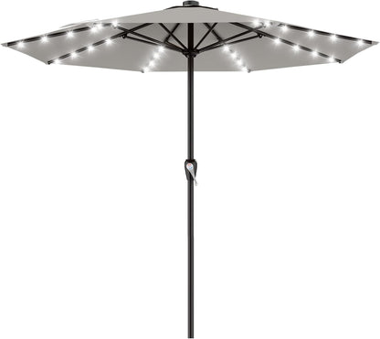 SUNGUARD UMBRELLAS Rectangular Solar LED Patio Umbrella, Outdoor Market Table Umbrella with 16 Solar Lights, Crank Lift, Push-Button Tilt, Vented Water-Repellent Canopy, Yellow, Base Not Included