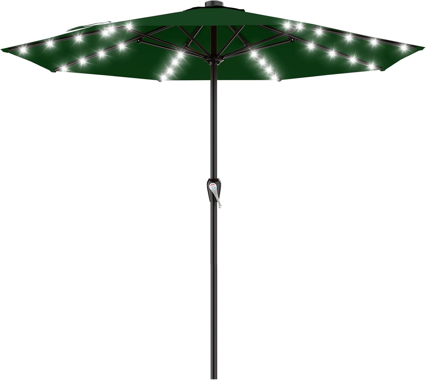 SUNGUARD UMBRELLAS Rectangular Solar LED Patio Umbrella, Outdoor Market Table Umbrella with 16 Solar Lights, Crank Lift, Push-Button Tilt, Vented Water-Repellent Canopy, Yellow, Base Not Included