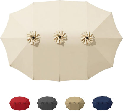 SUNGUARD UMBRELLAS 15 ft Patio Umbrella Replacement Canopy for 12-Rib Double-Sided Outdoor Market Umbrellas, Large UV-Resistant Umbrella Top Cover Only