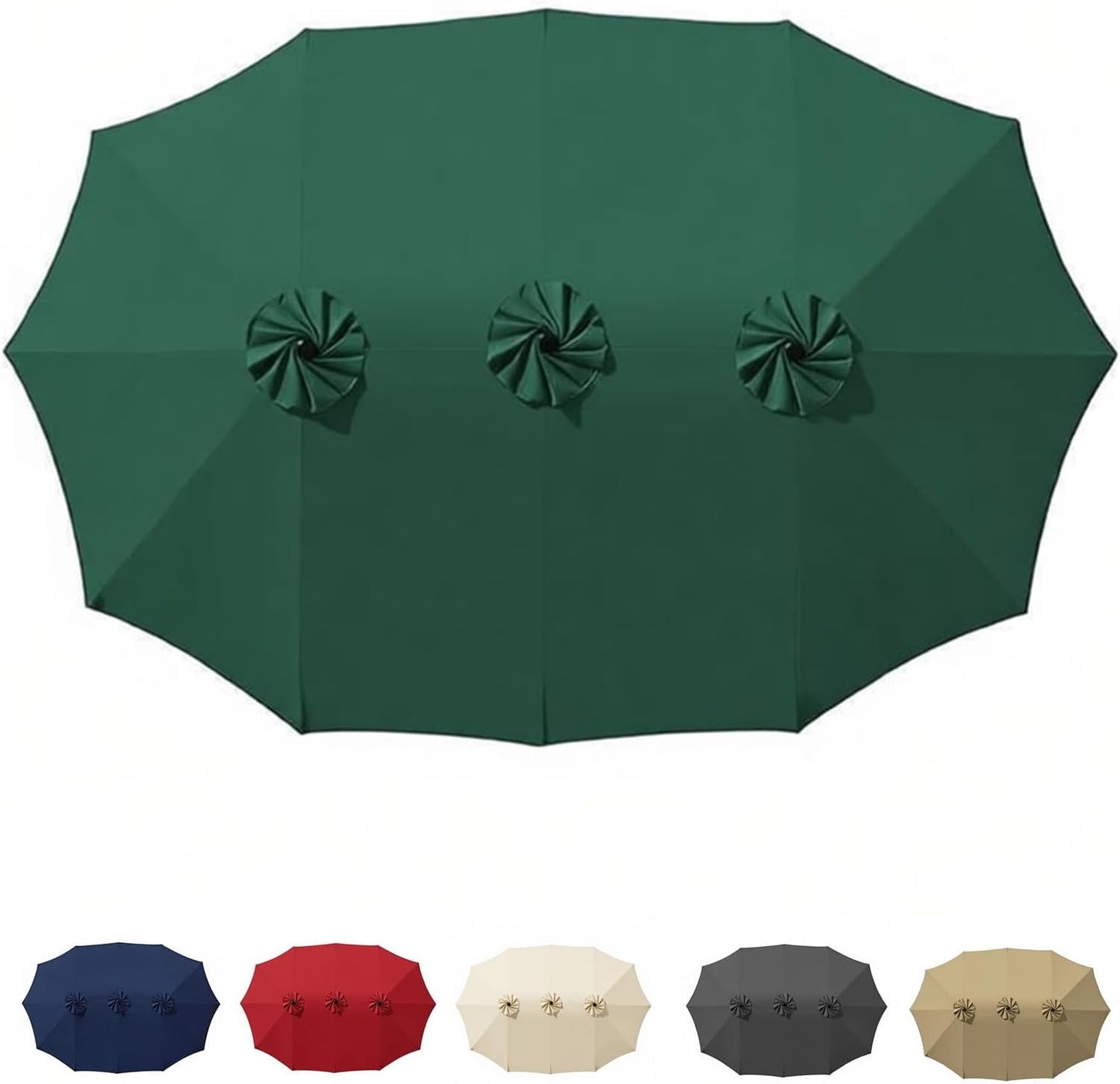 SUNGUARD UMBRELLAS 15 ft Patio Umbrella Replacement Canopy for 12-Rib Double-Sided Outdoor Market Umbrellas, Large UV-Resistant Umbrella Top Cover Only