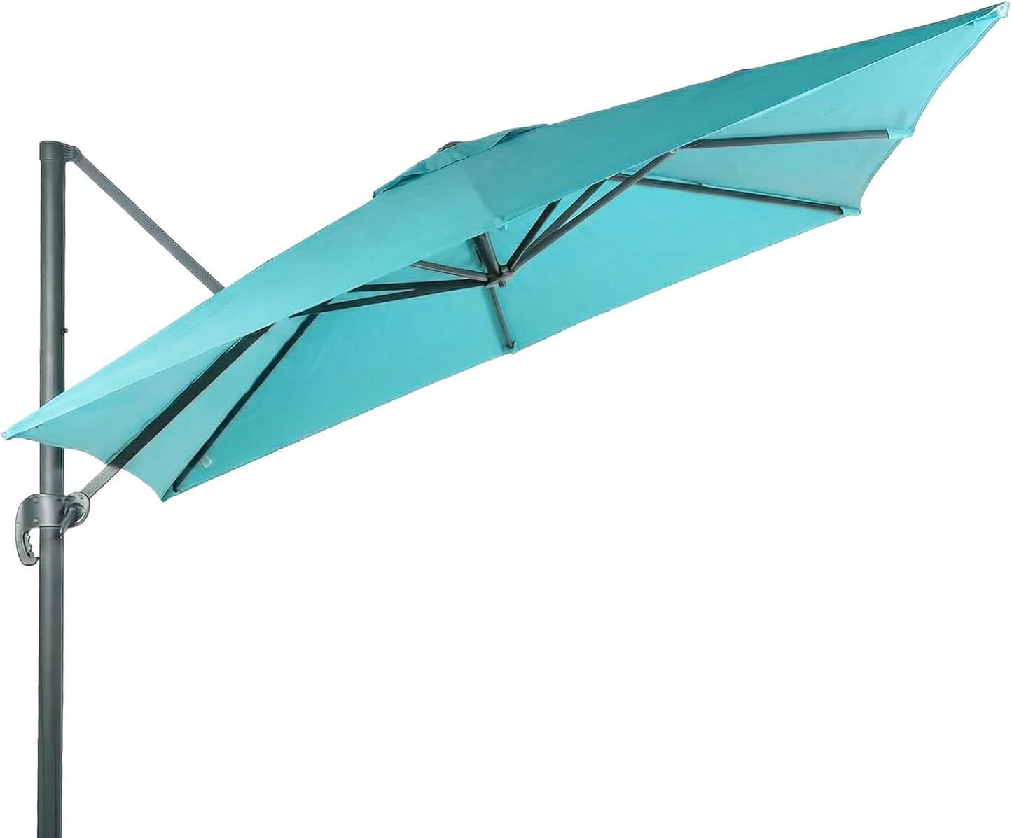 SUNGUARD UMBRELLAS 10 ft x 10 ft Square Cantilever Umbrella Replacement Canopy, 8-Rib Offset Patio Umbrella Fabric Cover, 230 GSM Solution-Dyed Polyester, UPF 50+, Canopy Only