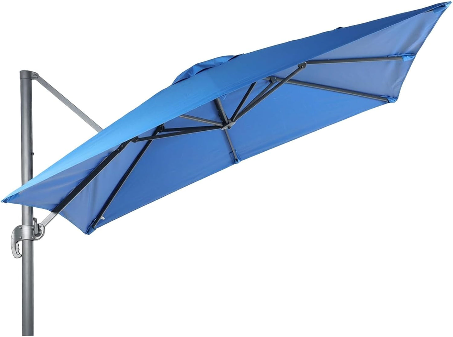 SUNGUARD UMBRELLAS 10 ft x 10 ft Square Cantilever Umbrella Replacement Canopy, 8-Rib Offset Patio Umbrella Fabric Cover, 230 GSM Solution-Dyed Polyester, UPF 50+, Canopy Only