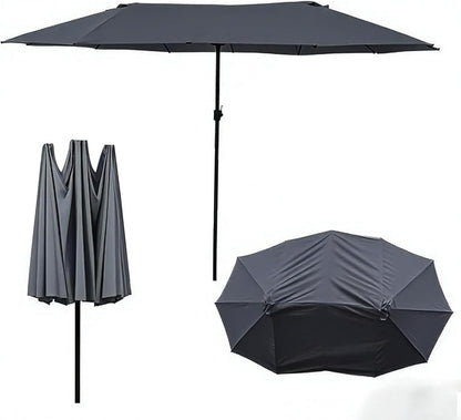 SUNGUARD UMBRELLAS 15 ft x 9 ft Patio Umbrella Replacement Canopy for 12-Rib Double-Sided Outdoor Market Umbrella, Waterproof Top Cover Only