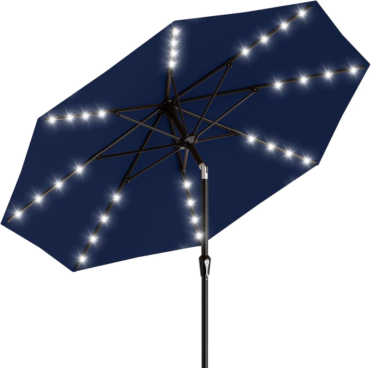SUNGUARD UMBRELLAS Rectangular Solar LED Patio Umbrella, Outdoor Market Table Umbrella with 16 Solar Lights, Crank Lift, Push-Button Tilt, Vented Water-Repellent Canopy, Yellow, Base Not Included