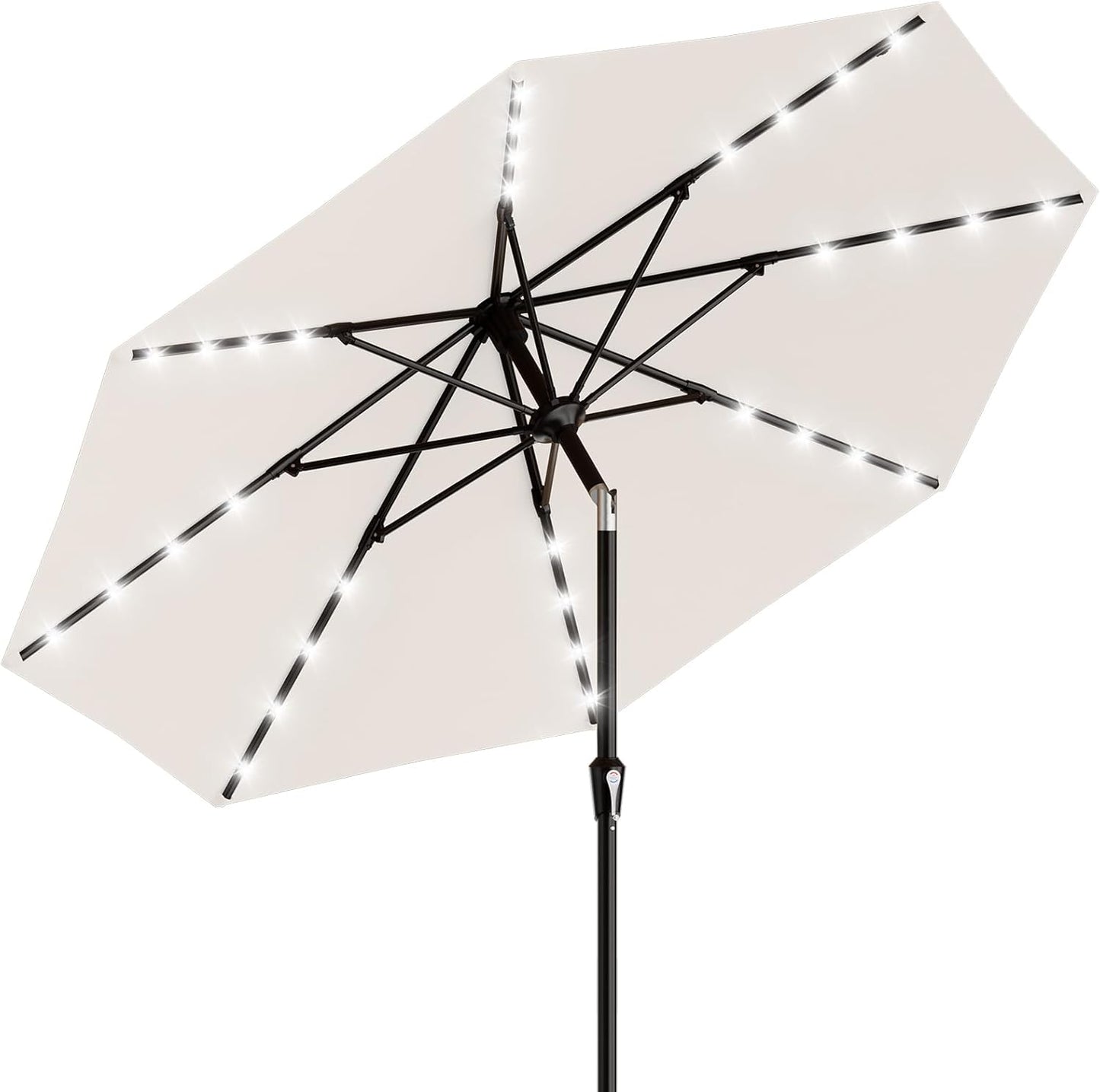 SUNGUARD UMBRELLAS Rectangular Solar LED Patio Umbrella, Outdoor Market Table Umbrella with 16 Solar Lights, Crank Lift, Push-Button Tilt, Vented Water-Repellent Canopy, Yellow, Base Not Included