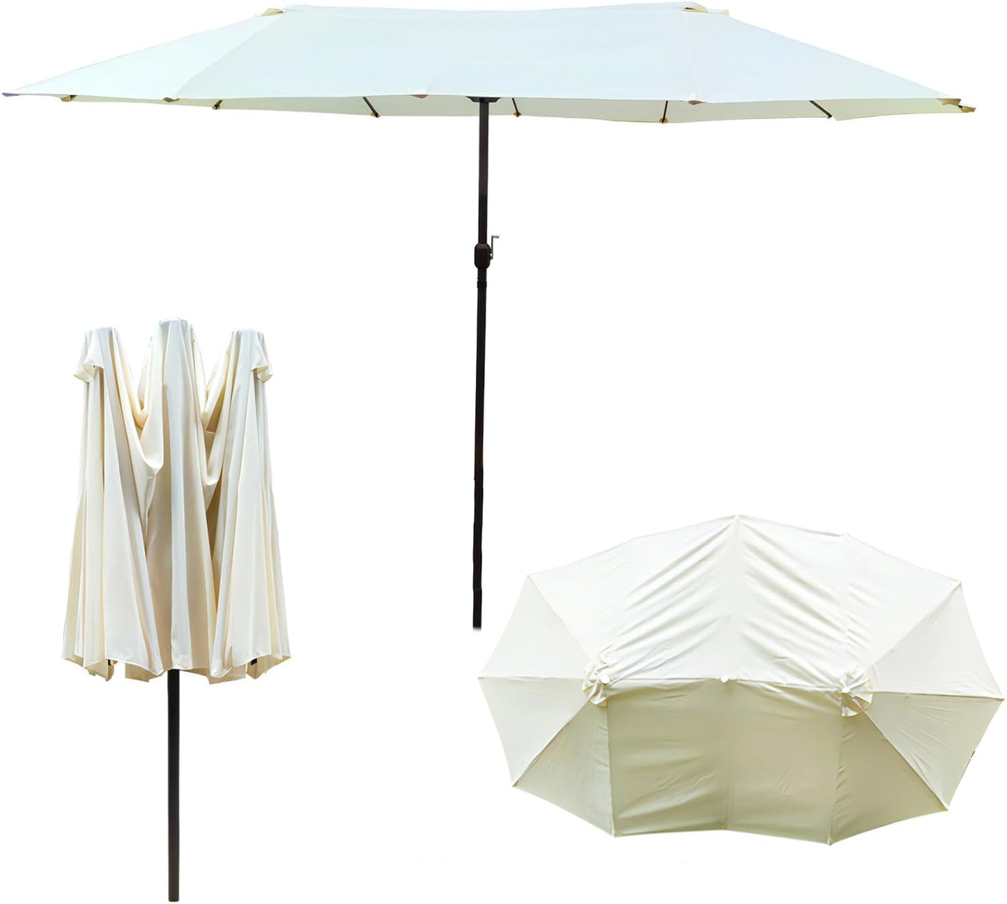 SUNGUARD UMBRELLAS 15 ft x 9 ft Patio Umbrella Replacement Canopy for 12-Rib Double-Sided Outdoor Market Umbrella, Waterproof Top Cover Only