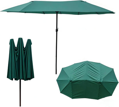 SUNGUARD UMBRELLAS 15 ft x 9 ft Patio Umbrella Replacement Canopy for 12-Rib Double-Sided Outdoor Market Umbrella, Waterproof Top Cover Only