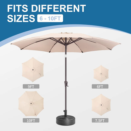 SUNGUARD UMBRELLAS Round Fillable Patio Umbrella Base, Water or Sand Fillable Outdoor Umbrella Stand, Adjustable Pole Holder Fits 1.5 in to 1.9 in Poles, Black, for 6 ft to 10 ft Patio Umbrellas