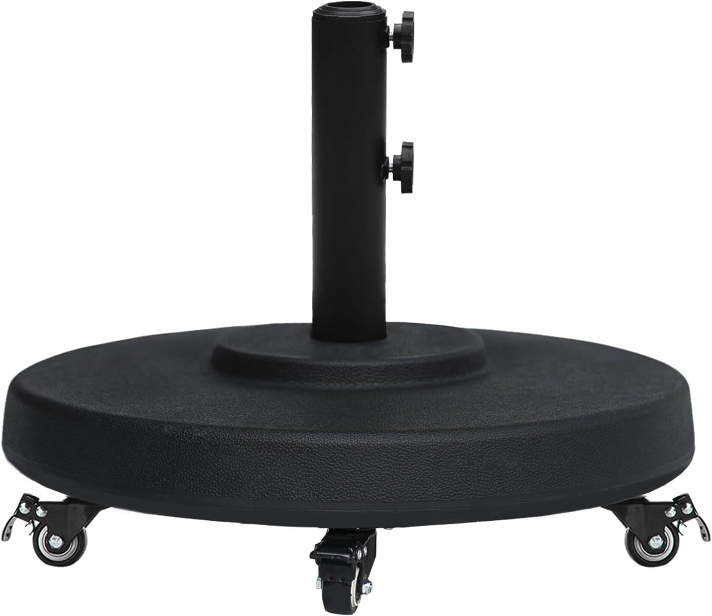 SUNGUARD UMBRELLAS Heavy Duty Round Patio Umbrella Base, Cement-Filled Outdoor Market Umbrella Stand with Adjustable Pole Reducers, Tightening Knobs, Black, Fits 1.3 in to 1.9 in Poles