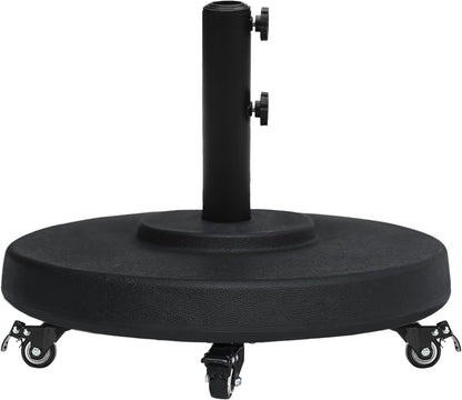 SUNGUARD UMBRELLAS Heavy Duty Round Patio Umbrella Base, Cement-Filled Outdoor Market Umbrella Stand with Adjustable Pole Reducers, Tightening Knobs, Black, Fits 1.3 in to 1.9 in Poles
