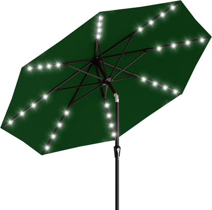 SUNGUARD UMBRELLAS Rectangular Solar LED Patio Umbrella, Outdoor Market Table Umbrella with 16 Solar Lights, Crank Lift, Push-Button Tilt, Vented Water-Repellent Canopy, Yellow, Base Not Included