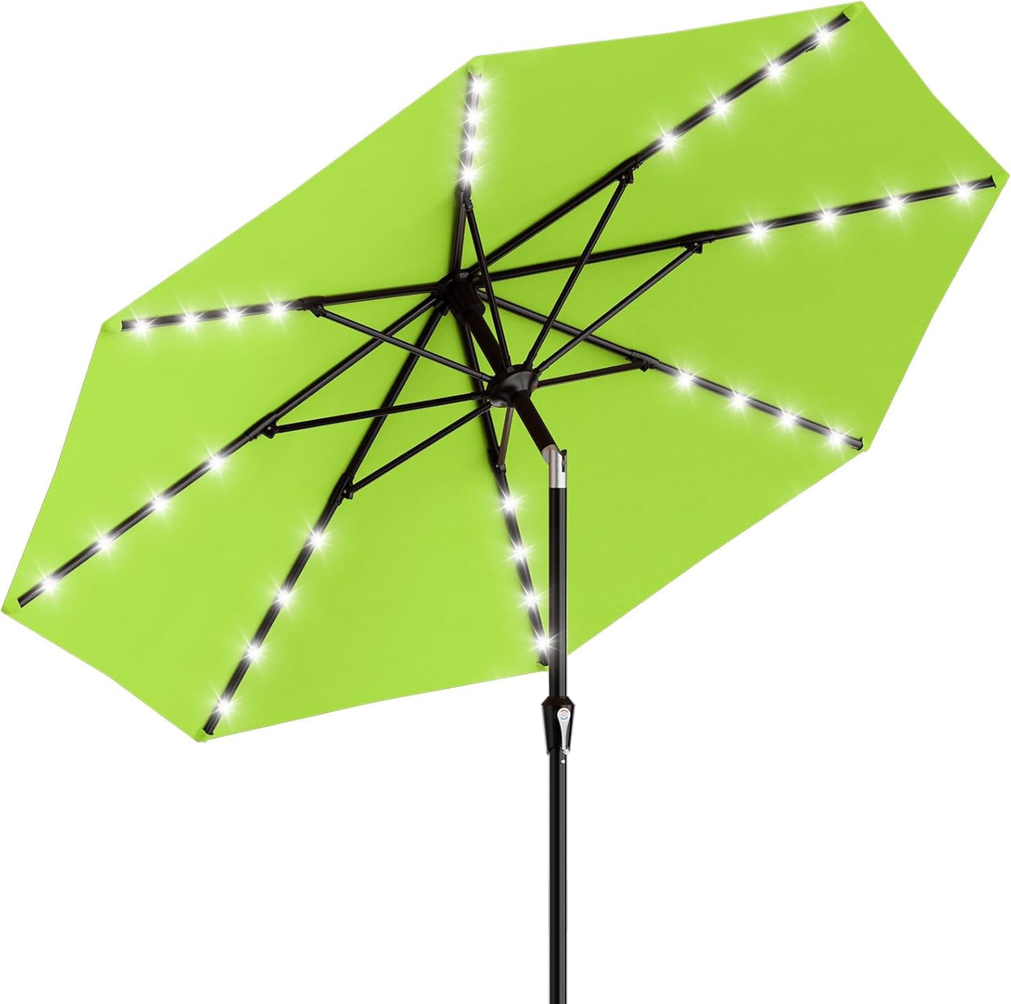 SUNGUARD UMBRELLAS Rectangular Solar LED Patio Umbrella, Outdoor Market Table Umbrella with 16 Solar Lights, Crank Lift, Push-Button Tilt, Vented Water-Repellent Canopy, Yellow, Base Not Included