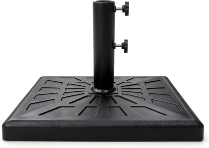 SUNGUARD UMBRELLAS Round Heavy Duty Patio Umbrella Base, Resin Concrete Outdoor Market Umbrella Stand with Powder-Coated Metal Stem, Adjustable Pole Holder, Black, Fits 1.5 in to 2 in Poles