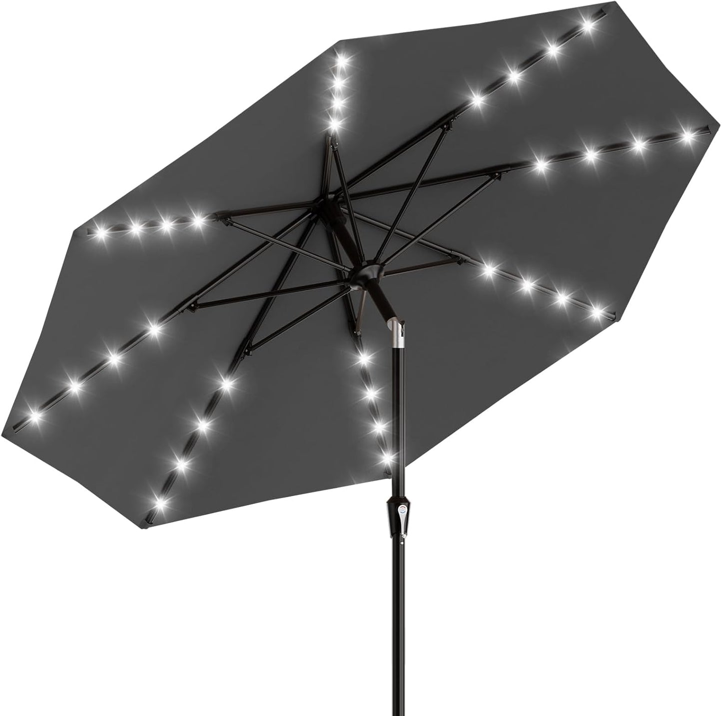 SUNGUARD UMBRELLAS Rectangular Solar LED Patio Umbrella, Outdoor Market Table Umbrella with 16 Solar Lights, Crank Lift, Push-Button Tilt, Vented Water-Repellent Canopy, Yellow, Base Not Included