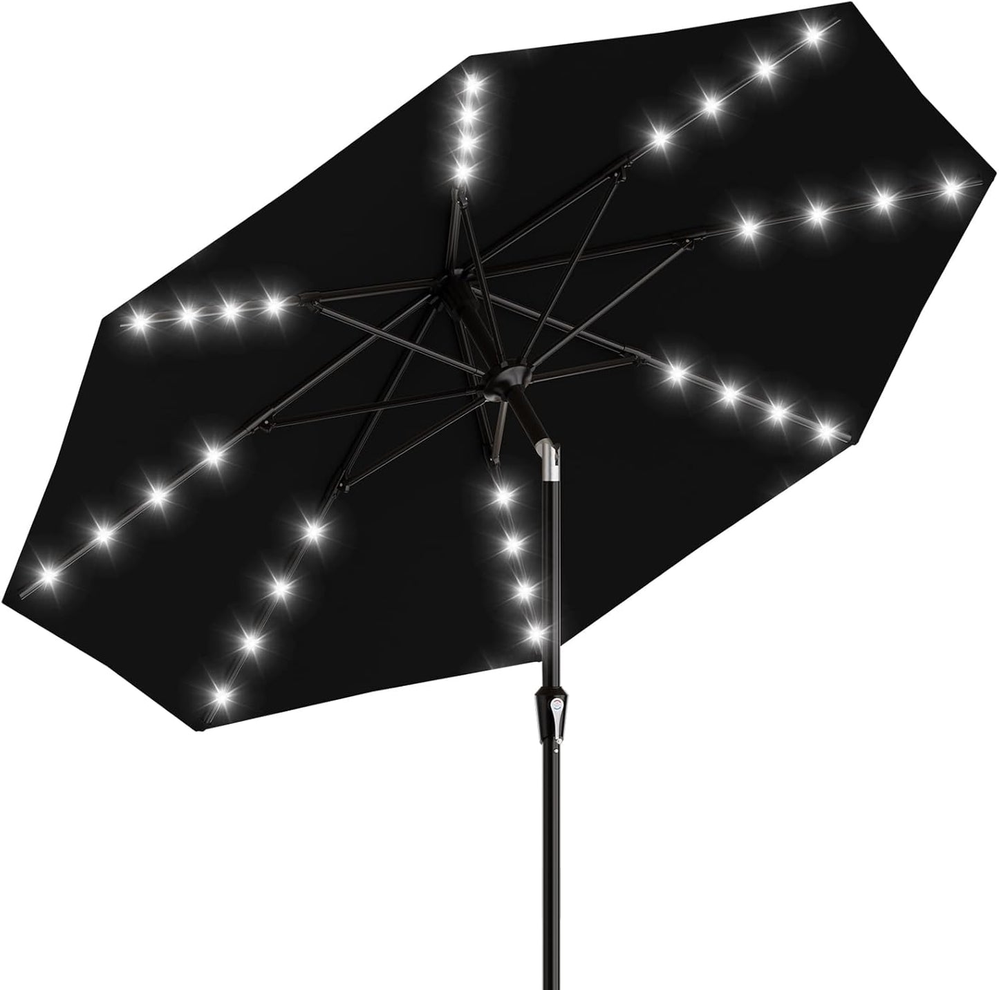 SUNGUARD UMBRELLAS Rectangular Solar LED Patio Umbrella, Outdoor Market Table Umbrella with 16 Solar Lights, Crank Lift, Push-Button Tilt, Vented Water-Repellent Canopy, Yellow, Base Not Included