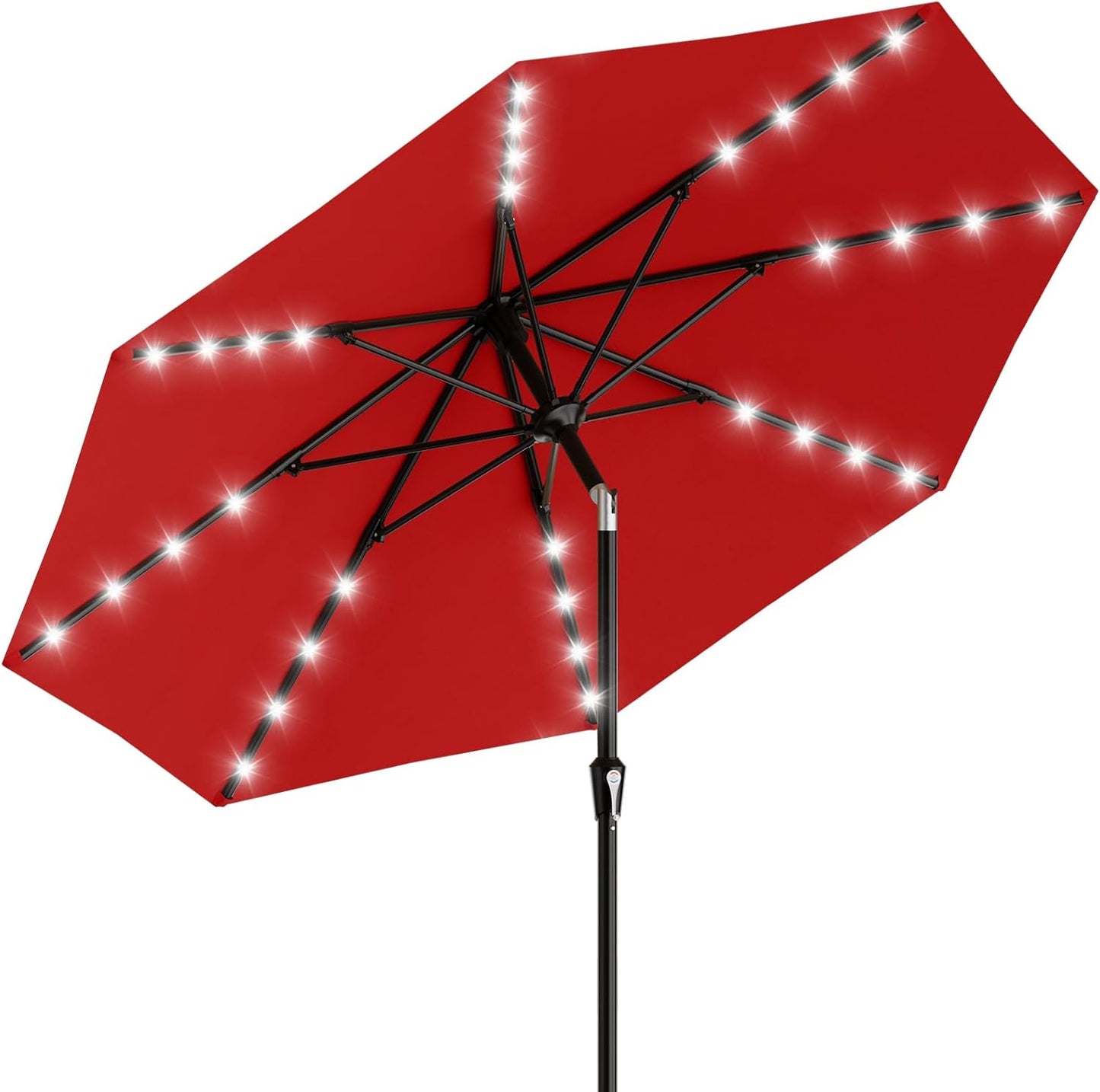 SUNGUARD UMBRELLAS Rectangular Solar LED Patio Umbrella, Outdoor Market Table Umbrella with 16 Solar Lights, Crank Lift, Push-Button Tilt, Vented Water-Repellent Canopy, Yellow, Base Not Included