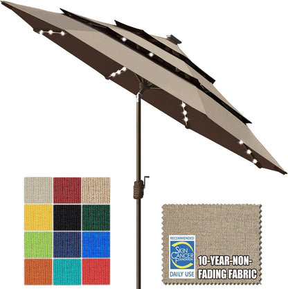 SUNGUARD UMBRELLAS Solar LED Patio Umbrella, Outdoor Market Table Umbrella with 80 LED Lights, Crank Lift, Manual Tilt, UPF 50+ Acrylic Canopy, Steel Frame, Teal, Base Not Included