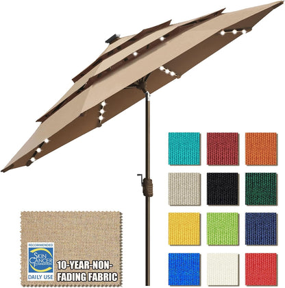 SUNGUARD UMBRELLAS Solar LED Patio Umbrella, Outdoor Market Table Umbrella with 80 LED Lights, Crank Lift, Manual Tilt, UPF 50+ Acrylic Canopy, Steel Frame, Teal, Base Not Included