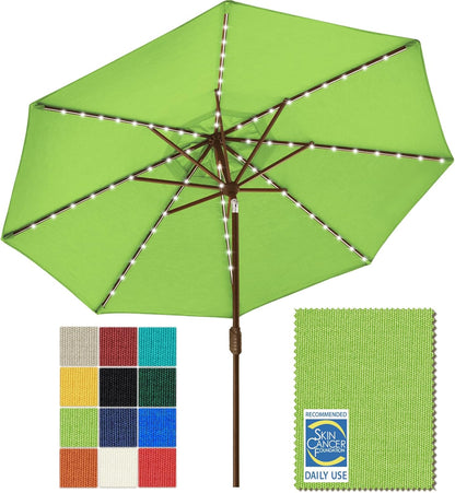 SUNGUARD UMBRELLAS Solar LED Patio Umbrella, Outdoor Market Table Umbrella with 80 LED Lights, Crank Lift, Manual Tilt, UPF 50+ Acrylic Canopy, Steel Frame, Teal, Base Not Included