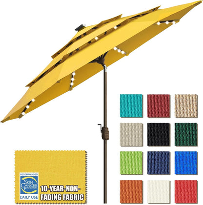 SUNGUARD UMBRELLAS Solar LED Patio Umbrella, Outdoor Market Table Umbrella with 80 LED Lights, Crank Lift, Manual Tilt, UPF 50+ Acrylic Canopy, Steel Frame, Teal, Base Not Included