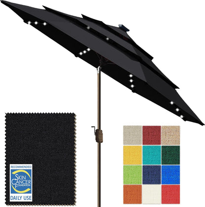 SUNGUARD UMBRELLAS Solar LED Patio Umbrella, Outdoor Market Table Umbrella with 80 LED Lights, Crank Lift, Manual Tilt, UPF 50+ Acrylic Canopy, Steel Frame, Teal, Base Not Included