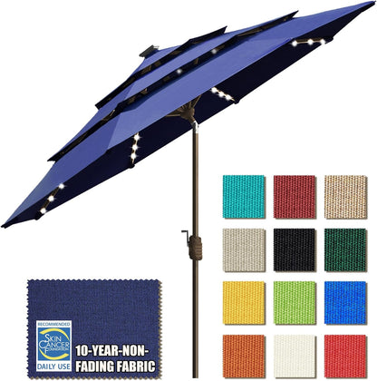 SUNGUARD UMBRELLAS Solar LED Patio Umbrella, Outdoor Market Table Umbrella with 80 LED Lights, Crank Lift, Manual Tilt, UPF 50+ Acrylic Canopy, Steel Frame, Teal, Base Not Included