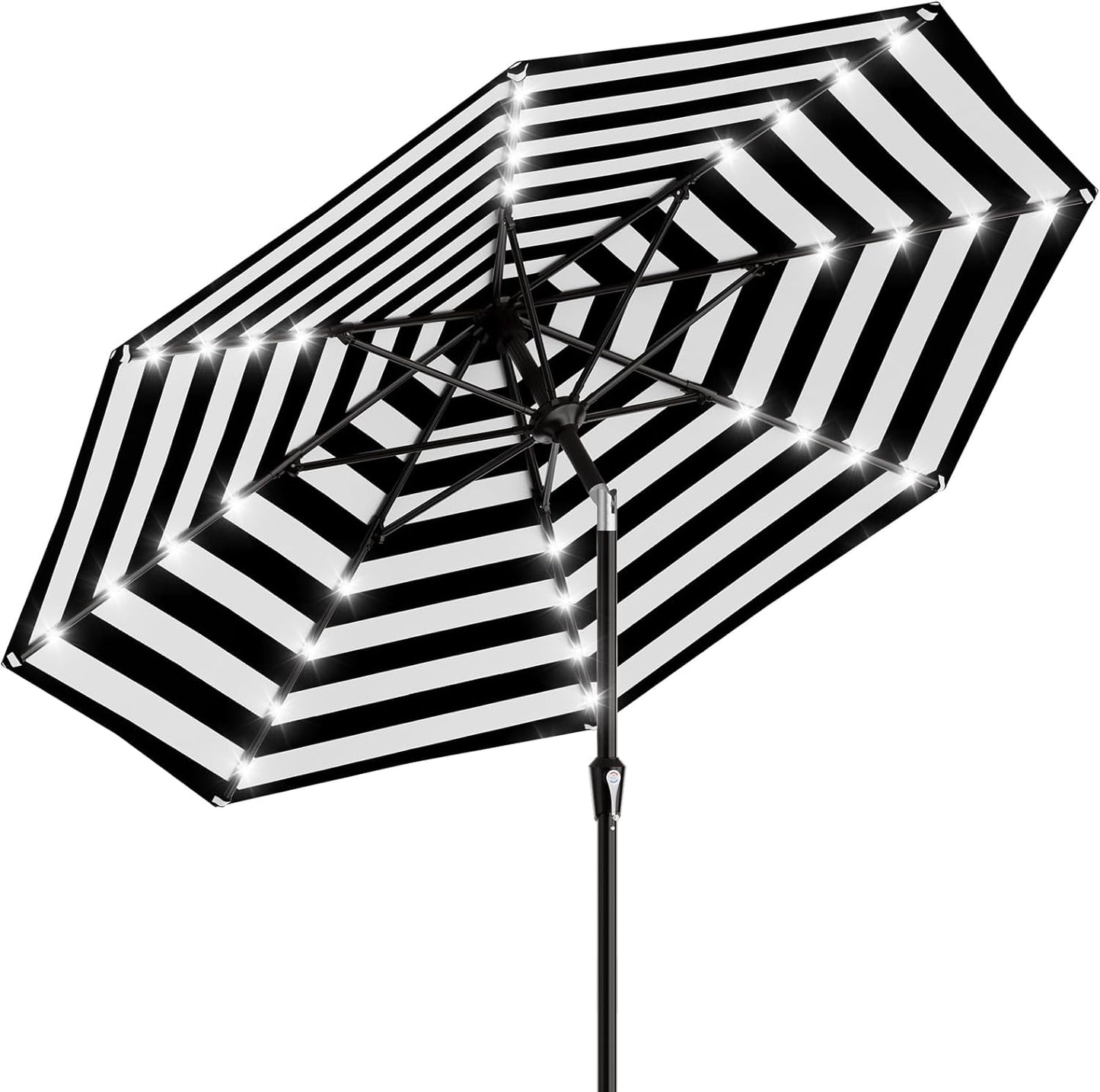 SUNGUARD UMBRELLAS Rectangular Solar LED Patio Umbrella, Outdoor Market Table Umbrella with 16 Solar Lights, Crank Lift, Push-Button Tilt, Vented Water-Repellent Canopy, Yellow, Base Not Included
