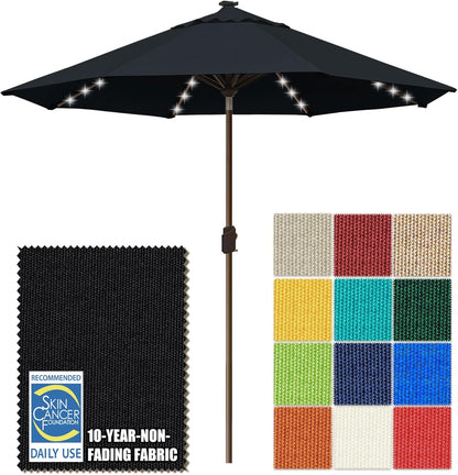 SUNGUARD UMBRELLAS Solar LED Patio Umbrella, Outdoor Market Table Umbrella with 80 LED Lights, Crank Lift, Manual Tilt, UPF 50+ Acrylic Canopy, Steel Frame, Teal, Base Not Included