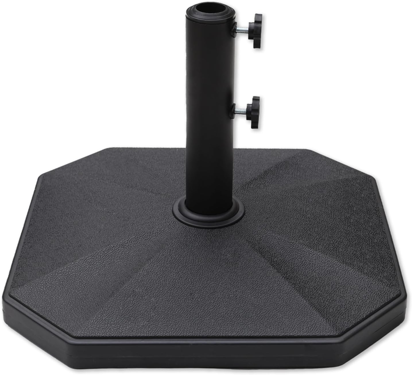SUNGUARD UMBRELLAS Heavy Duty Round Patio Umbrella Base, Cement-Filled Outdoor Market Umbrella Stand with Adjustable Pole Reducers, Tightening Knobs, Black, Fits 1.3 in to 1.9 in Poles