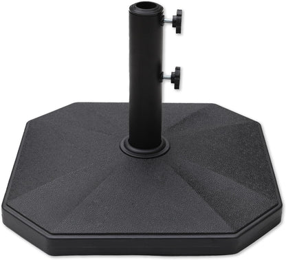 SUNGUARD UMBRELLAS Heavy Duty Round Patio Umbrella Base, Cement-Filled Outdoor Market Umbrella Stand with Adjustable Pole Reducers, Tightening Knobs, Black, Fits 1.3 in to 1.9 in Poles