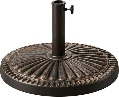 SUNGUARD UMBRELLAS Round Heavy Duty Patio Umbrella Base, Resin Concrete Outdoor Market Umbrella Stand with Powder-Coated Metal Stem, Adjustable Pole Holder, Black, Fits 1.5 in to 2 in Poles