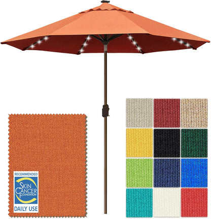 SUNGUARD UMBRELLAS Solar LED Patio Umbrella, Outdoor Market Table Umbrella with 80 LED Lights, Crank Lift, Manual Tilt, UPF 50+ Acrylic Canopy, Steel Frame, Teal, Base Not Included