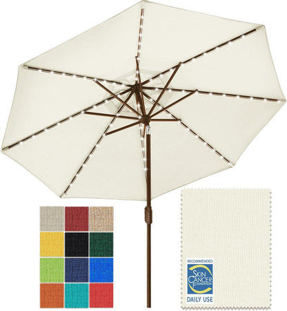 SUNGUARD UMBRELLAS Solar LED Patio Umbrella, Outdoor Market Table Umbrella with 80 LED Lights, Crank Lift, Manual Tilt, UPF 50+ Acrylic Canopy, Steel Frame, Teal, Base Not Included