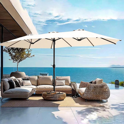 SUNGUARD UMBRELLAS 15 ft Patio Umbrella Replacement Canopy for 12-Rib Double-Sided Outdoor Market Umbrellas, Large UV-Resistant Umbrella Top Cover Only