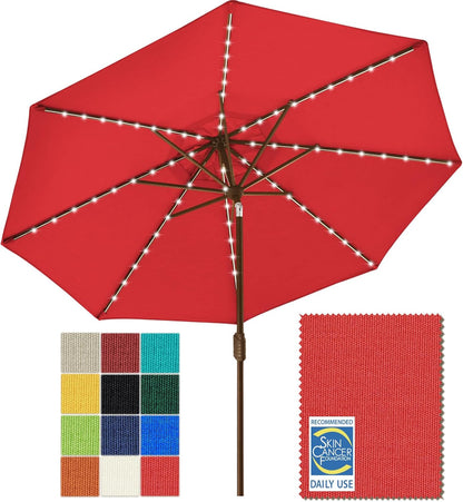 SUNGUARD UMBRELLAS Solar LED Patio Umbrella, Outdoor Market Table Umbrella with 80 LED Lights, Crank Lift, Manual Tilt, UPF 50+ Acrylic Canopy, Steel Frame, Teal, Base Not Included