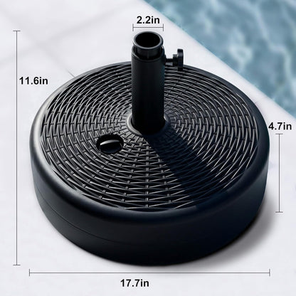 SUNGUARD UMBRELLAS Round Fillable Patio Umbrella Base, Water or Sand Fillable Outdoor Umbrella Stand, Adjustable Pole Holder Fits 1.5 in to 1.9 in Poles, Black, for 6 ft to 10 ft Patio Umbrellas