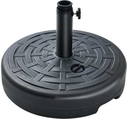SUNGUARD UMBRELLAS Round Fillable Patio Umbrella Base, Water or Sand Fillable Outdoor Umbrella Stand, Adjustable Pole Holder Fits 1.5 in to 1.9 in Poles, Black, for 6 ft to 10 ft Patio Umbrellas