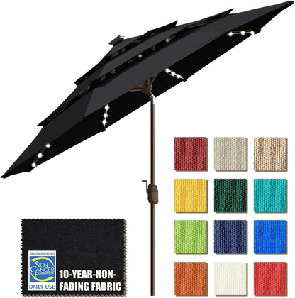 SUNGUARD UMBRELLAS Solar LED Patio Umbrella, Outdoor Market Table Umbrella with 80 LED Lights, Crank Lift, Manual Tilt, UPF 50+ Acrylic Canopy, Steel Frame, Teal, Base Not Included