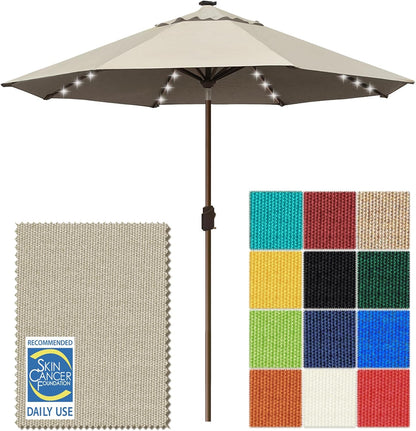 SUNGUARD UMBRELLAS Solar LED Patio Umbrella, Outdoor Market Table Umbrella with 80 LED Lights, Crank Lift, Manual Tilt, UPF 50+ Acrylic Canopy, Steel Frame, Teal, Base Not Included