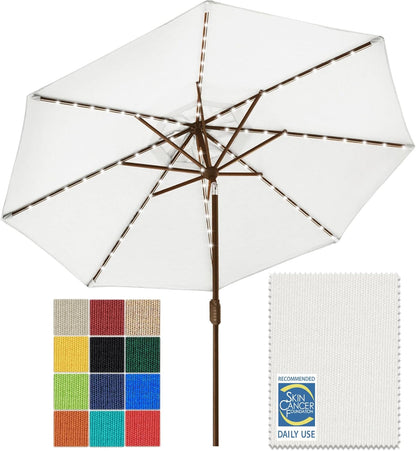 SUNGUARD UMBRELLAS Solar LED Patio Umbrella, Outdoor Market Table Umbrella with 80 LED Lights, Crank Lift, Manual Tilt, UPF 50+ Acrylic Canopy, Steel Frame, Teal, Base Not Included