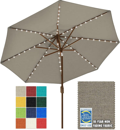 SUNGUARD UMBRELLAS Solar LED Patio Umbrella, Outdoor Market Table Umbrella with 80 LED Lights, Crank Lift, Manual Tilt, UPF 50+ Acrylic Canopy, Steel Frame, Teal, Base Not Included